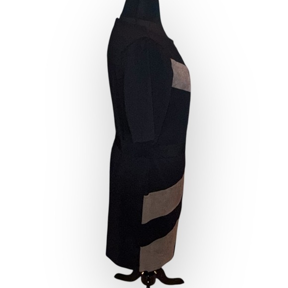 CONNECTED APPAREL Asymmetrical Sheath Dress - Black/Tan 16W - Picture 4 of 13